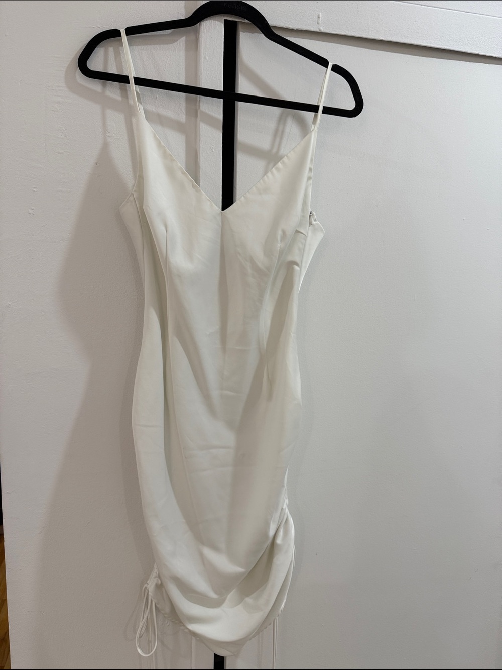 Tiger Mist White Ruched Slip Dress
